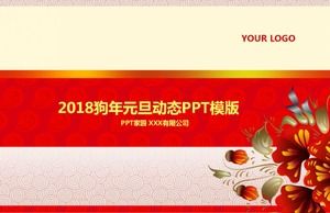 Red concise and festive atmosphere new year's day dynamic ppt template for the year of the dog