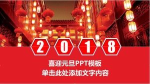 Świąteczny chiński styl czerwony atmosfera dynamiczna powitanie nowego roku szablon ppt