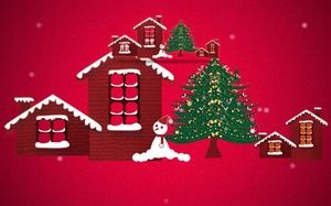 Happy red house christmas ppt template