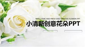 Beyaz basit küçük taze yaratıcı çiçekler PPT şablonu