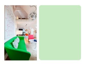 Modelo de ppt de decoração de casa com fundo verde fresco
