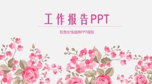 Beautiful pink flowers year-end summary ppt template