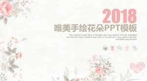 Pink beautiful hand painted flowers year-end summary ppt template