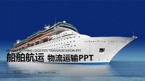 Blaue PPT-Vorlage für die Logistik von Kreuzfahrtschiffen