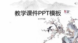 Template ppt pengajaran plum blossom tinta gaya Cina sederhana