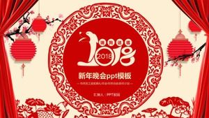 Şenlikli Çin tarzı yeni yıl partisi ppt şablonu