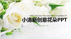 Small fresh creative flowers work summary ppt template
