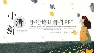 Template ppt pendidikan Cina anak-anak kecil yang dilukis dengan tangan segar