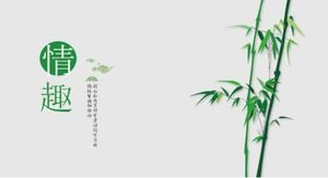 Small fresh bamboo leaf business general ppt template