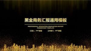 Plantilla ppt de resumen de informe de trabajo mensual de negocios de oro negro atmosférico de gama alta