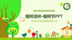 312 Arbor Day green environmental protection cartoon dynamic PPT template