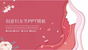 Red woman avatar creative Women's Day PPT template