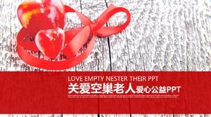 Red love simple care for the Elder Public Welfare Universal ppt template