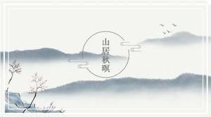 Autunno residenza di montagna e modello ppt del piano di lavoro in stile cinese classico scuro