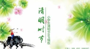 Estudiantes de escuela primaria Qingming Festival ppt template