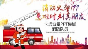 Cartoon background PPT template __ firefighters
