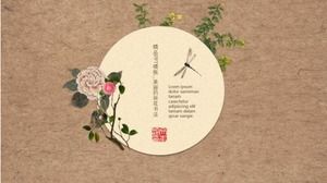 Boutique PPT template __ beautiful lotus calligraphy