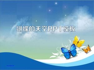 Blue sky and butterfly beautiful PPT background download