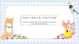 Téléchargement du modèle PPT de dessin animé_Groupe de guerriers et de chevaux en terre cuite chinois