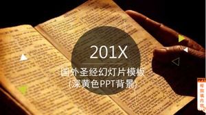 Template slideshow Alkitab asing (latar belakang PPT kuning tua)