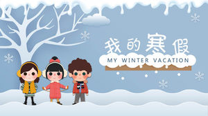 Mój szablon PPT z zimowymi wakacjami z kreskówkową sceną śniegu i tłem dla dzieci