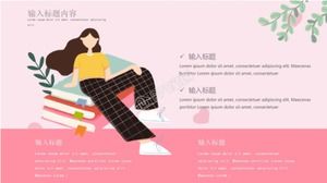 Cartoon pink summer vacation life record ppt template