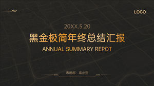 High-end black gold minimalist year-end summary report ppt template