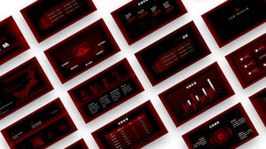 Visual impact red and black minimalist year-end summary ppt template