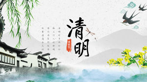 Traditional festival Qingming Festival folk culture introduction ppt template