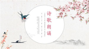 Modèle PPT de récitation de poésie de style chinois d'hirondelle de printemps
