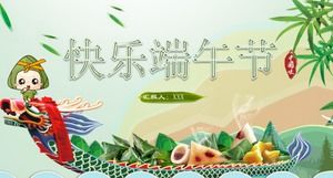 Mutlu Dragon Boat Festivali geleneksel etkinlikler programı karikatür ppt şablonu