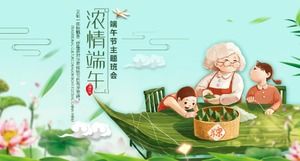 Modèle ppt de concours de quiz du Festival des bateaux-dragons de style chinois de dessin animé