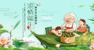 Plantilla ppt de reunión de clase de tema de barco de dragón de estilo chino de dibujos animados