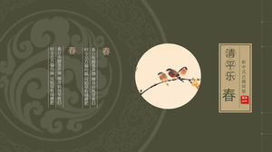 Puisi kuno dan baris buku kuno Template PPT gaya Cina