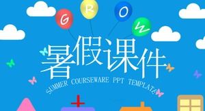 Balões coloridos de desenhos animados criativos embelezaram o modelo de PPT de cursos de treinamento de verão