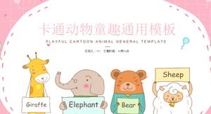Plantilla PPT infantil de animales lindos de dibujos animados