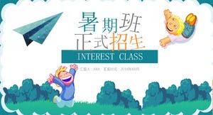 Cartoon primary and secondary school summer school formal enrollment introduction ppt template