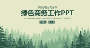Fresh green vector forest background embellishment business general PPT template