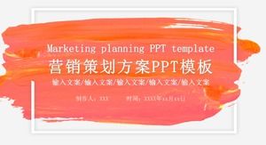 Fashion and modern orange brush smear embellishment marketing plan PPT template