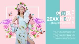 Elegant and fresh watercolor flower embellishment casual style general PPT template