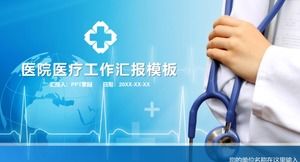 Einfache und moderne PPT-Vorlage für den Arbeitsbericht der medizinischen Industrie mit blauem und weißem Hintergrund