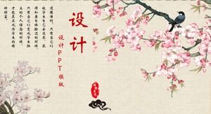 Plantilla ppt de cultura moral tradicional de flores y pájaros clásicos de estilo chino