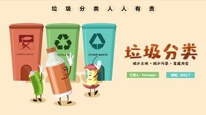 Efeito de animação 3D bonito dos desenhos animados classificação de lixo proteção ambiental modelo de PPT de publicidade de bem-estar público