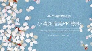 Fresh and fashionable blue watercolor petals embellished with literary style general PPT template