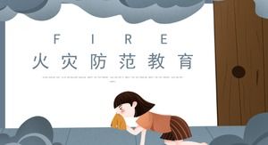 创意时尚漫画风格背景防火教育PPT模板