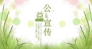 Green flowers and grass small fresh public welfare publicity ppt template