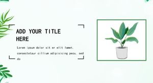 Plantilla PPT de competencia de currículum personal adornada con pequeñas plantas frescas verdes