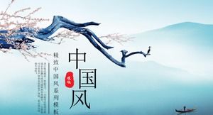 Elegante frische und schöne realistische Landschaftsmalerei Hintergrund im chinesischen Stil allgemeine PPT-Vorlage