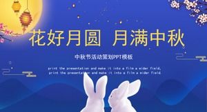 Beautiful and elegant cartoon moon rabbit background Mid-Autumn Festival event planning PPT template
