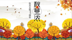 Modèle PPT de fond d'arbres d'automne de dessin animé de couleur chaude chaude téléchargement gratuit